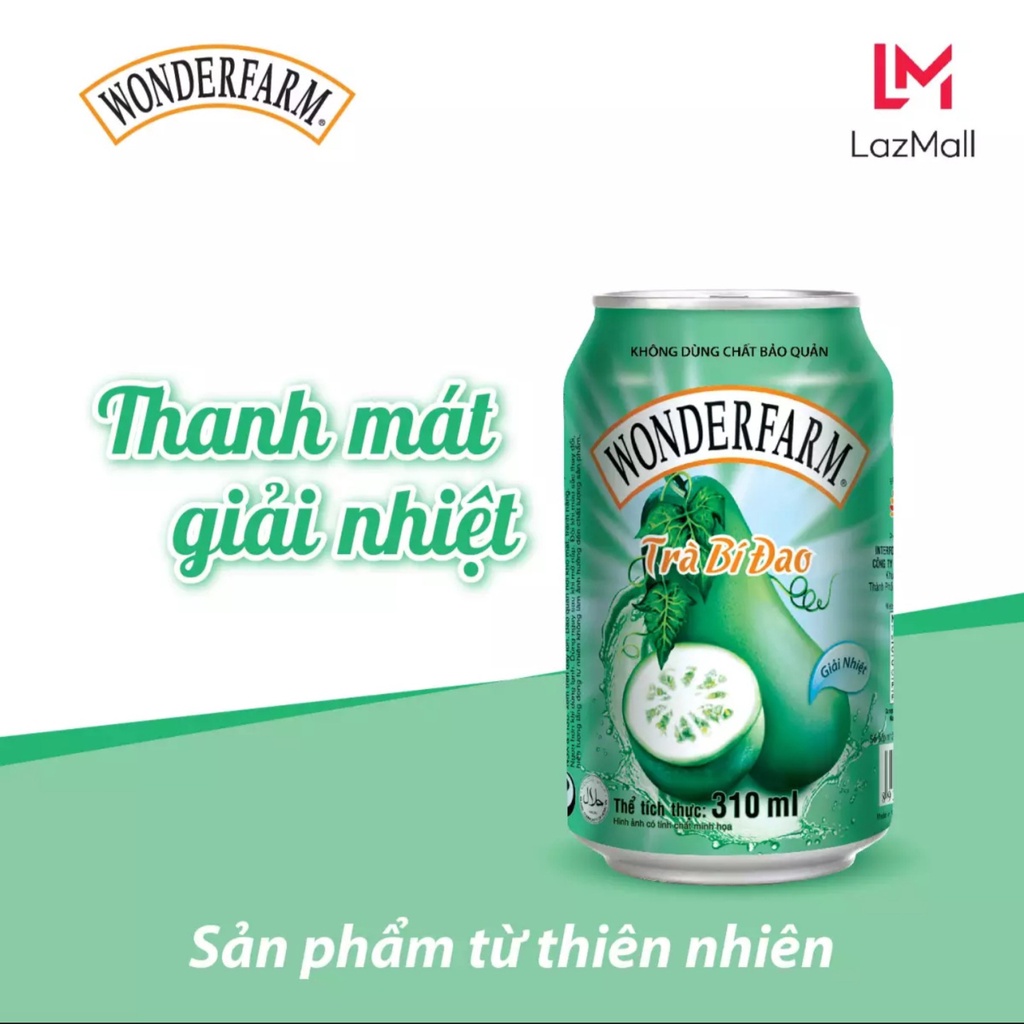 Thùng 24 Lon Trà Bí Đao Wonderfarm 310ml/lon