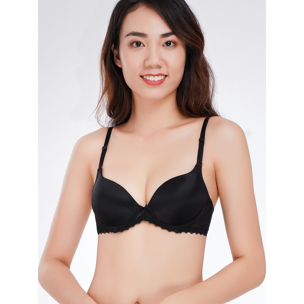 Áo ngực Misaki mút dày cúp trơn phối ren - 7325