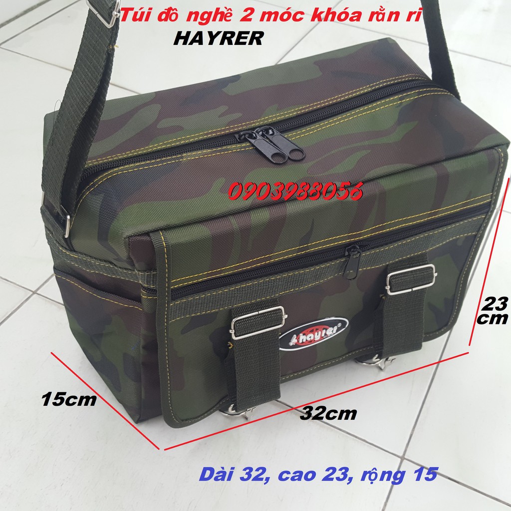 Túi đồ nghề 2 móc khóa cao cấp logo HAYRER hoặc Dk tùy đợt hàng loại tốt rằn ri
