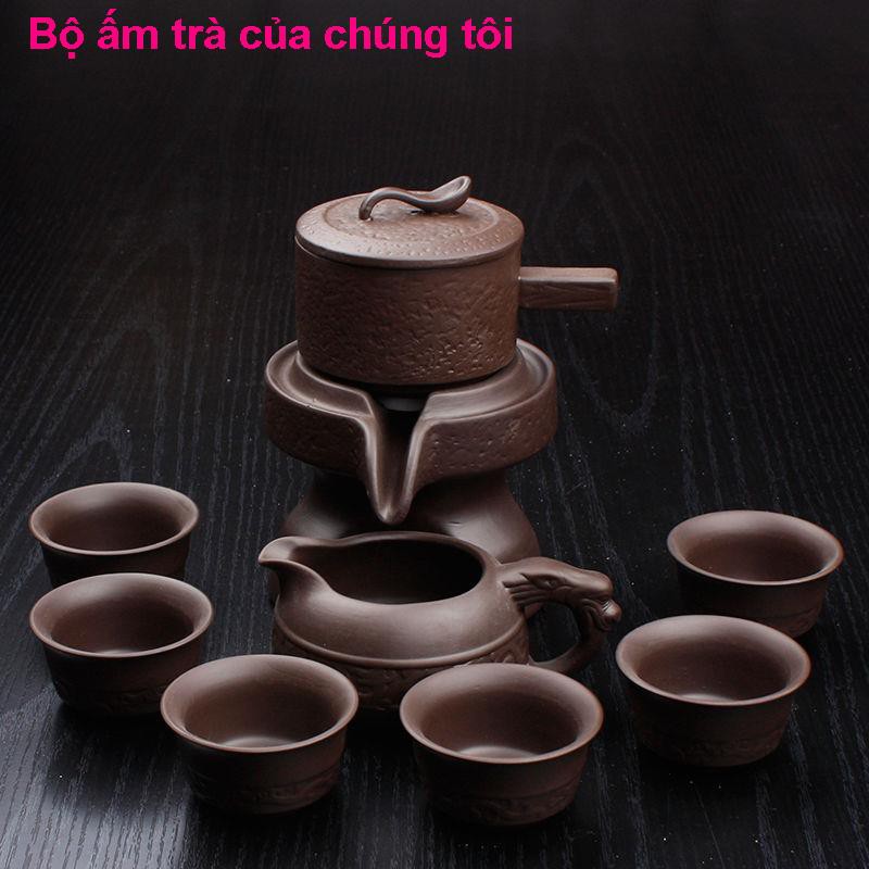 Đồ nội thấtcát tím lười bán tự động Bộ trà Kung Fu gia dụng cối xay đá xoay đầu ra nước gốm sứ chống - bình pha