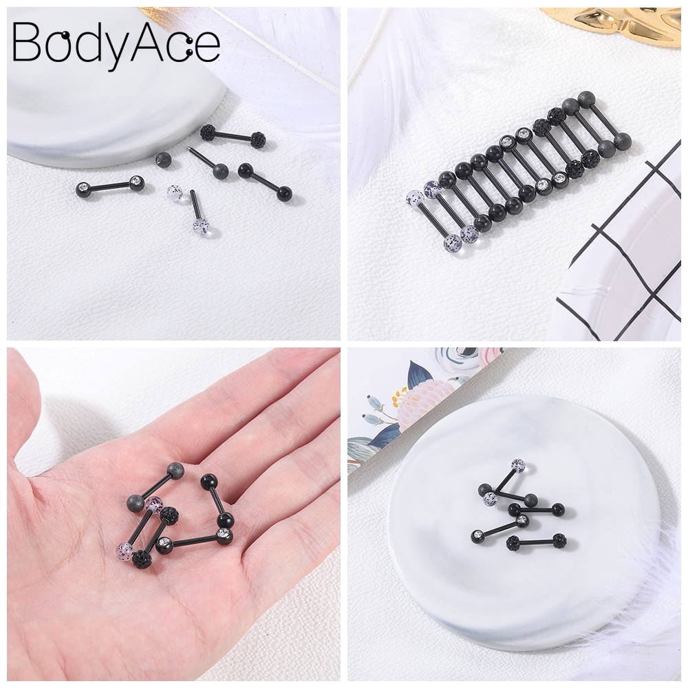 1 Khuyên Lưỡi Hình Đầu Lâu Bằng Thép Không Gỉ 12 / 14 / 16mm