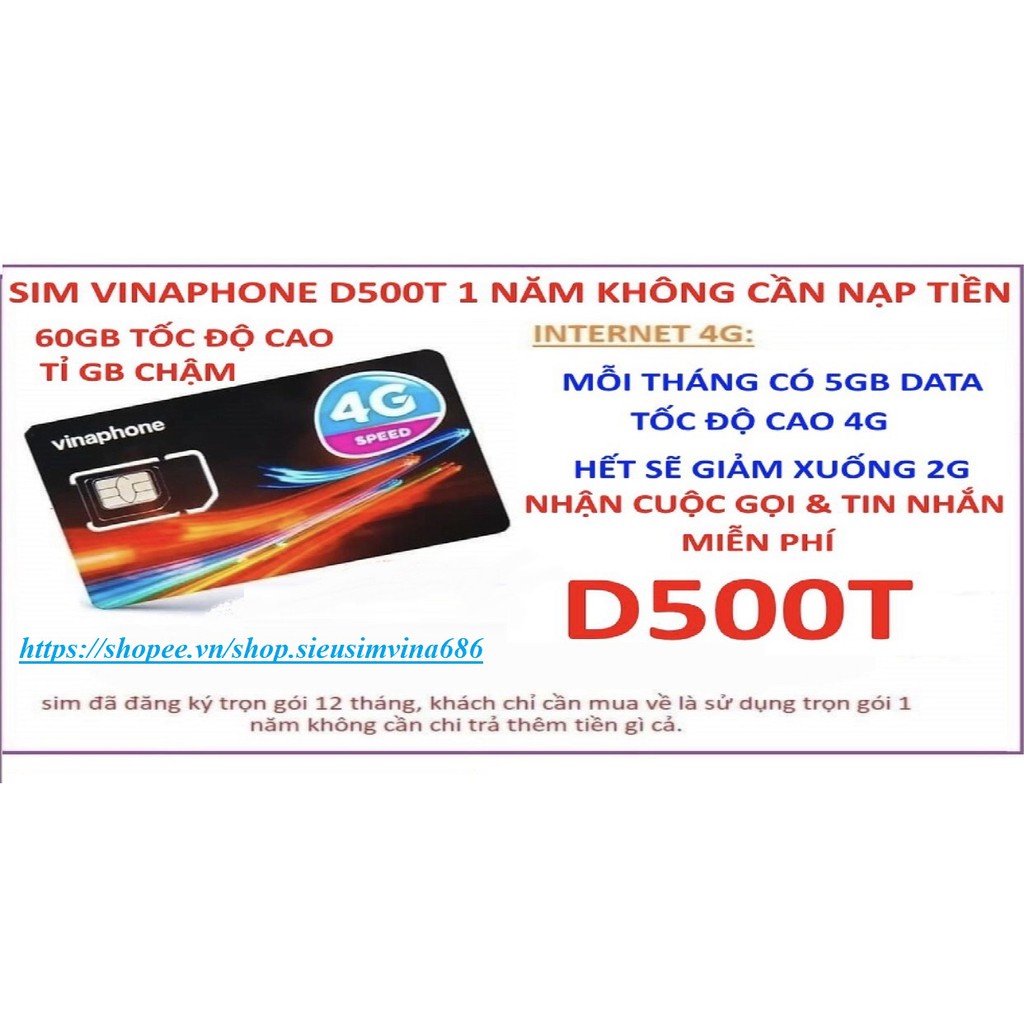 xả kho sim d500 Vinaphone 3g 4g sử dụng miễn phí gói 1năm 12 tháng không cần nạp tiền