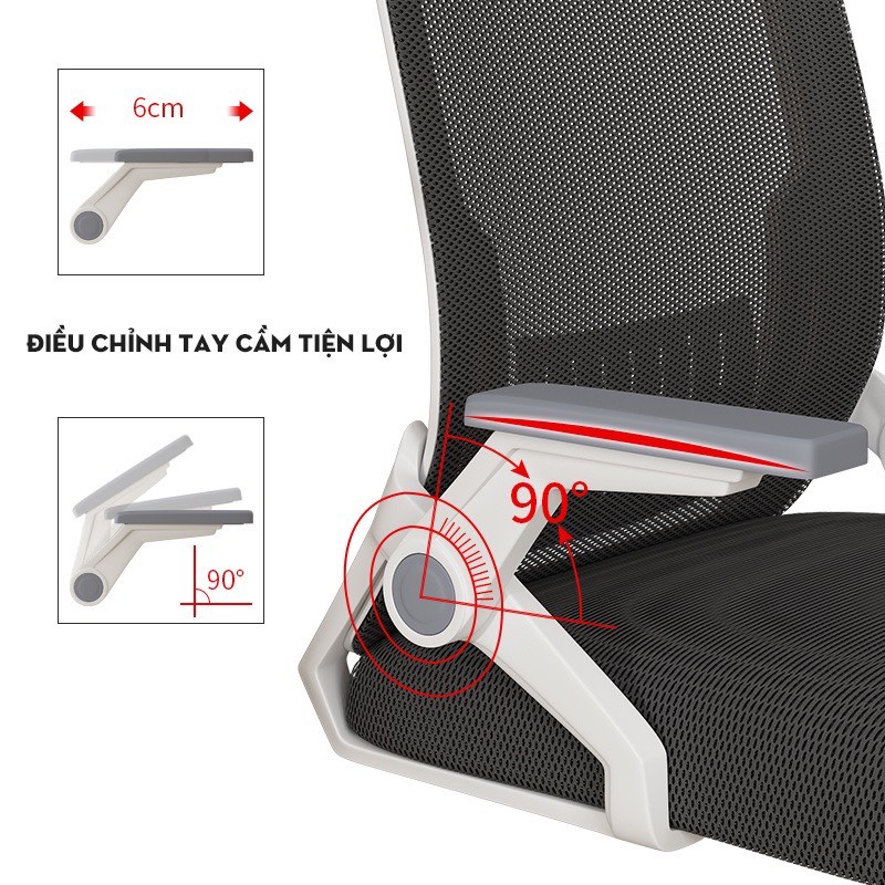 Ghế Xoay Văn Phòng ,Ghế làm việc Cao Cấp Siêu Tiện ích -Ghế công thái học Ergonomic đệm cao su cao cấp ngả lưng thư giãn