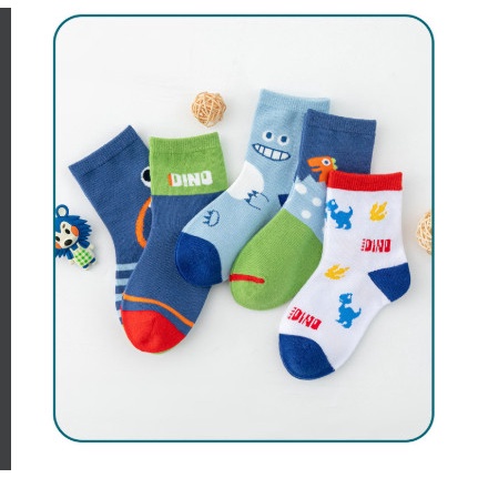 Combo sét 5 tất cho bé trai bé gái hoạt hình khủng long Dino, siêu nhân nhện,siêu anh hùng ngộ ngĩnh cho bé từ 1-12 tuổi