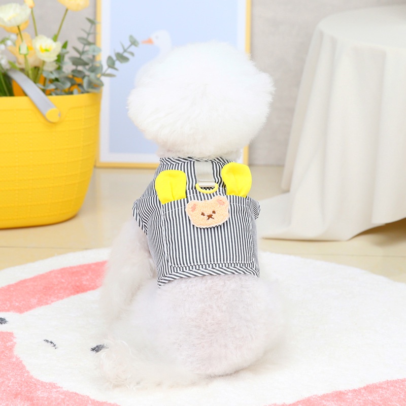Áo Tank Top Kẻ Sọc Phối Tai Gấu Nhỏ Dễ Thương Thời Trang Mùa Hè Cho Thú Cưng
