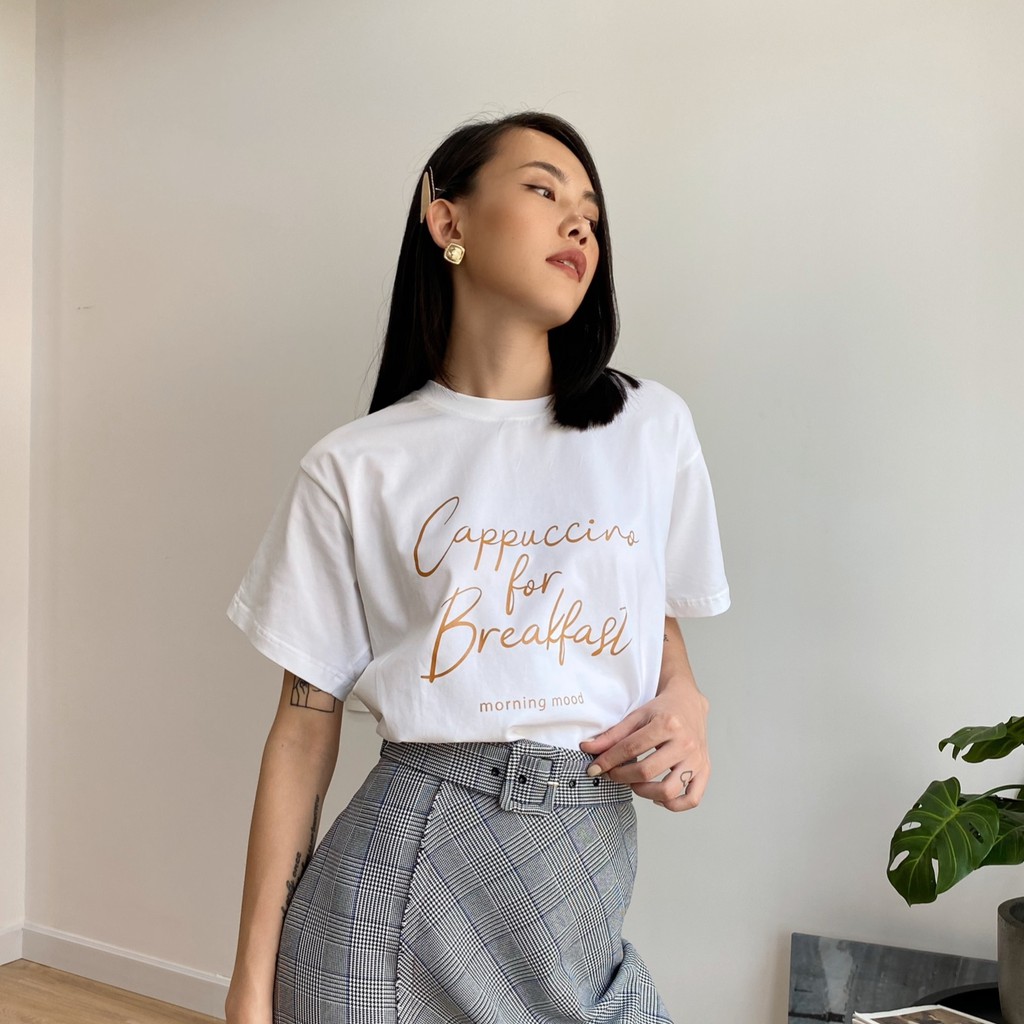 Áo Thun In Chữ Cappuccino EDINI - A1188