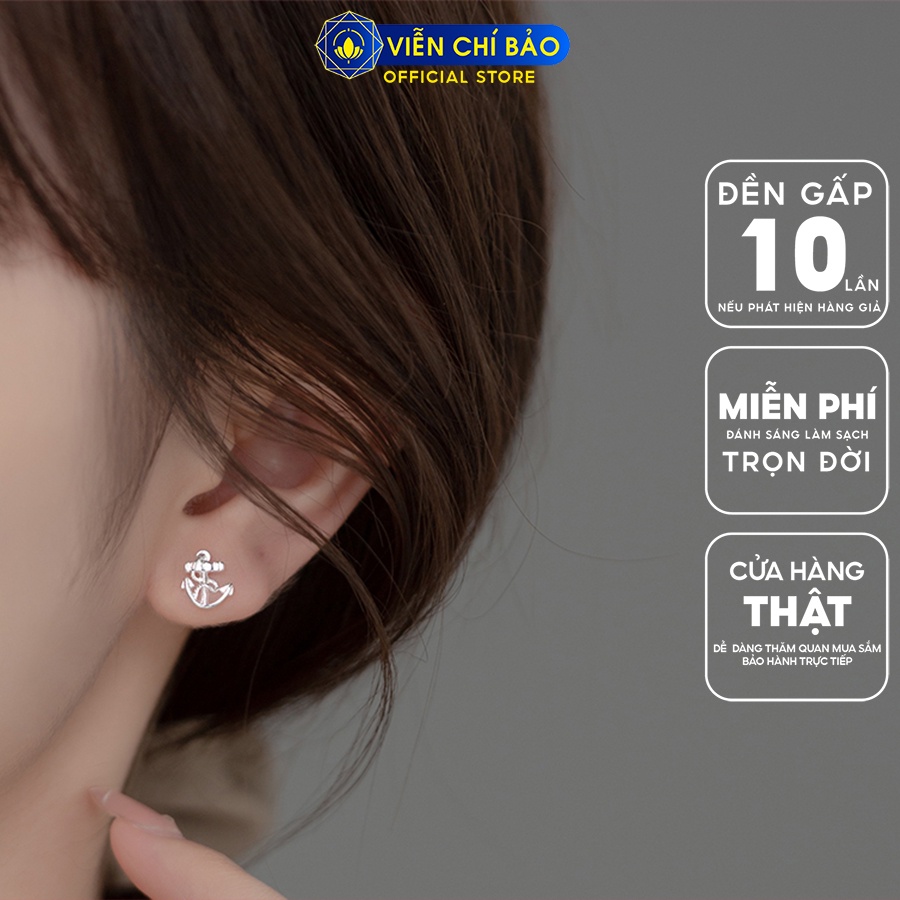 Bông tai bạc nữ mỏ neo bánh lái chất liệu bạc 925 thời trang phụ kiện trang sức nữ thương hiệu Viễn Chí Bảo E009-FB