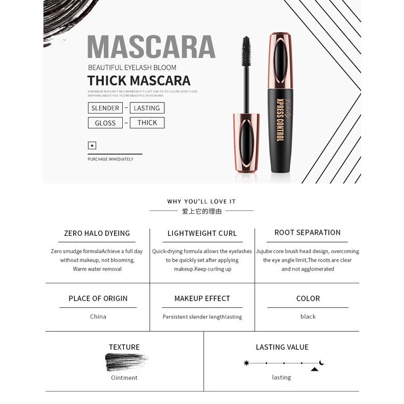 Mascara sợi 4D màu đen chống thấm nước chuốt dài mi
 | WebRaoVat - webraovat.net.vn