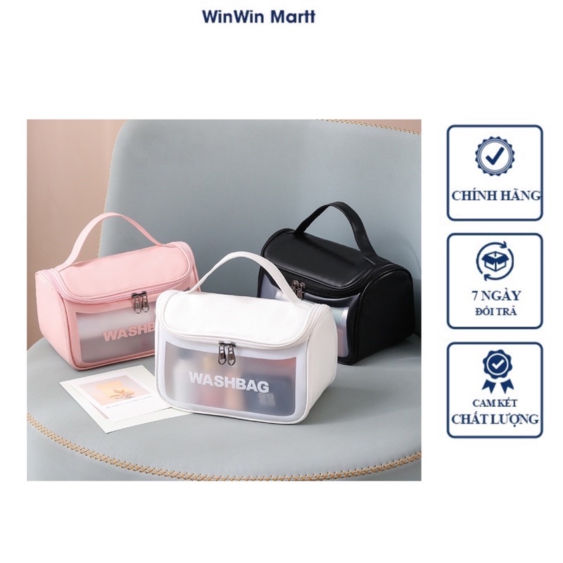Túi WASHBAG THẾ HỆ MỚI Dạng Hộp Có Nắp Khoá Đựng Mỹ Phẩm/ Du Lịch Tiện Lợi