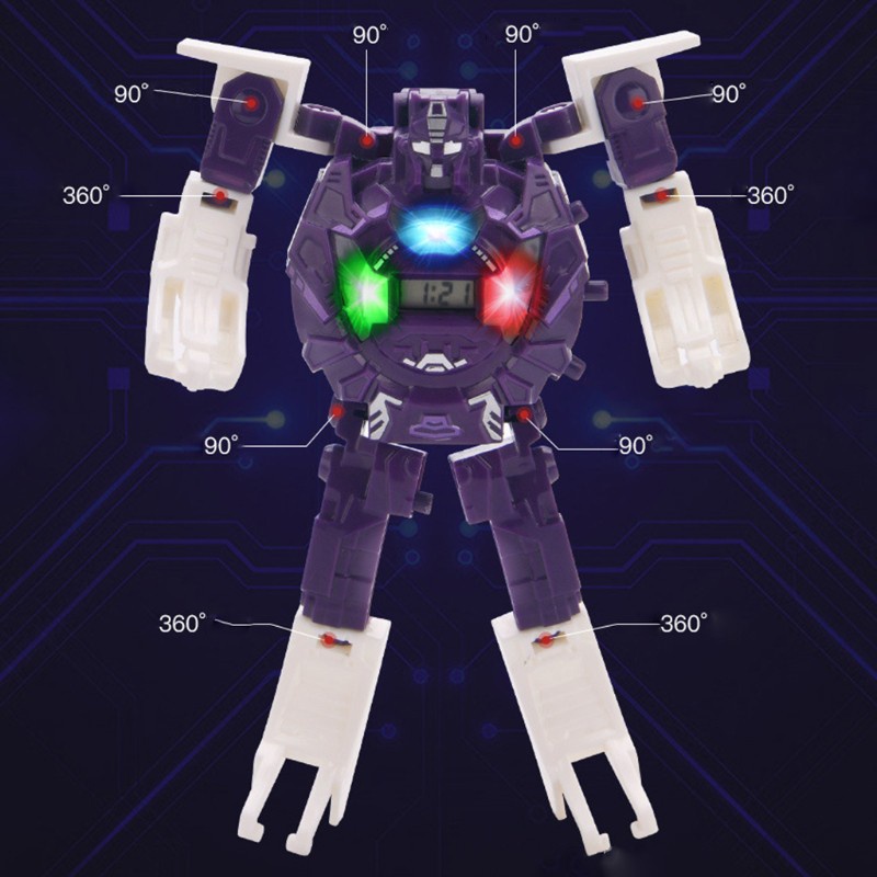 Đồng Hồ Đeo Tay Điện Tử 2 Trong 1 Hình Robot Phát Sáng Dành Cho Trẻ Em