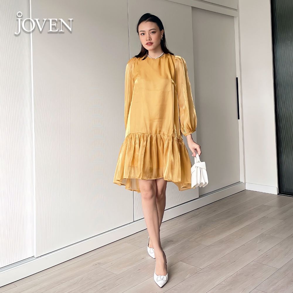 Đầm babydoll sang chảnh lụa organza cao cấp JOVEN, thiết kế tầng xòe suông dáng dài, đi biển đi chơi đi làm