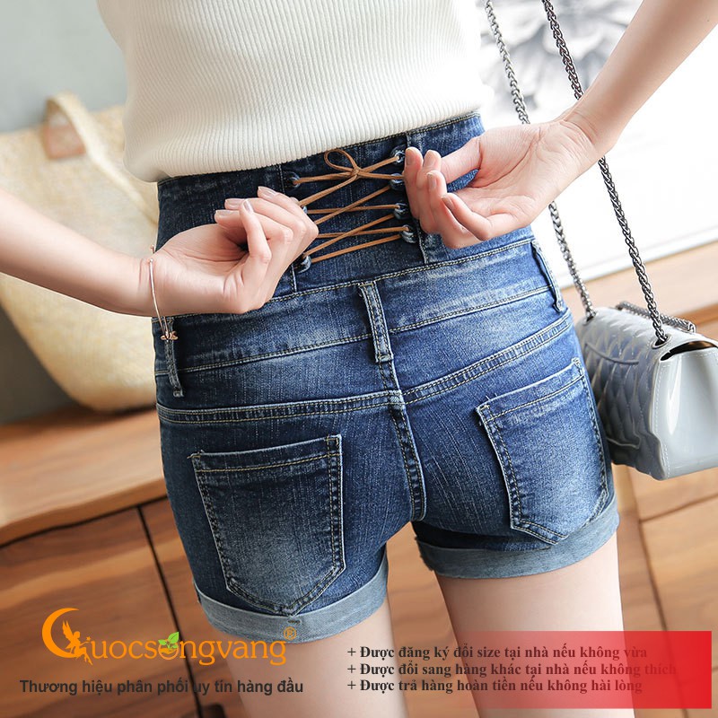 Quần short nữ thắt dây quần short jean lưng cao GLQ066 Cuocsongvang