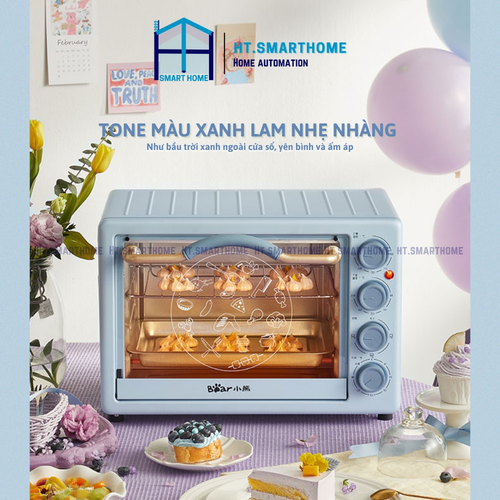 Lò nướng đa năng Bear DKX-C20D1 dung tích 20L công suất 1200W - Điều khiển cơ kiểm soát nhiệt độ độc lập