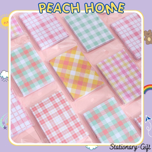 Giấy Note Ghi Chú Kẻ Caro Phong Cách Đơn Giản Dành Cho Học Sinh Tập Giấy Nhớ Cute Giá Rẻ 1k Peach Home văn phòng phẩm