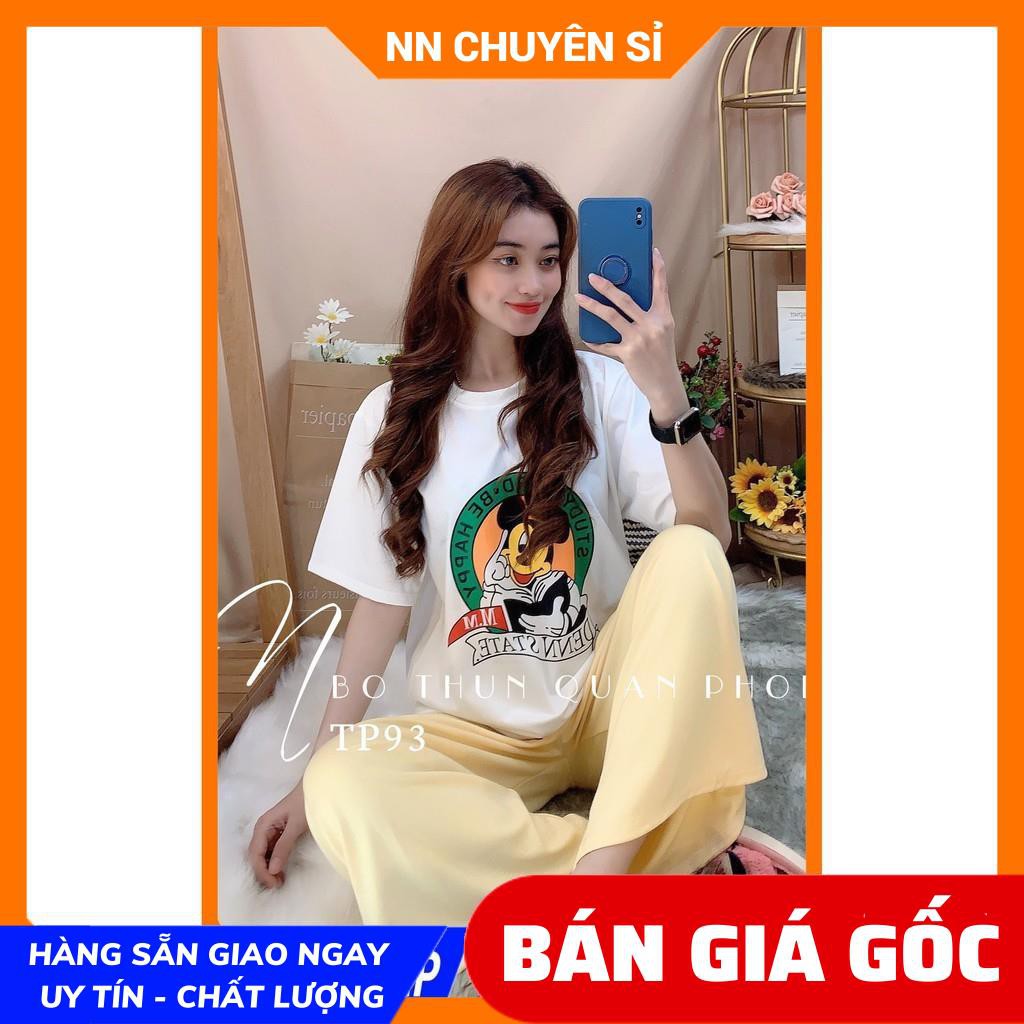 ĐỒ BỘ THUN HOẠT HÌNH QUẦN PHỐI TP90 ⚡ẢNH THẬT⚡ ĐỒ BỘ THUN QUẦN DÀI ⚡ ĐỒ BỘ NỮ ⚡ ĐỒ BỘ MẶC NHÀ