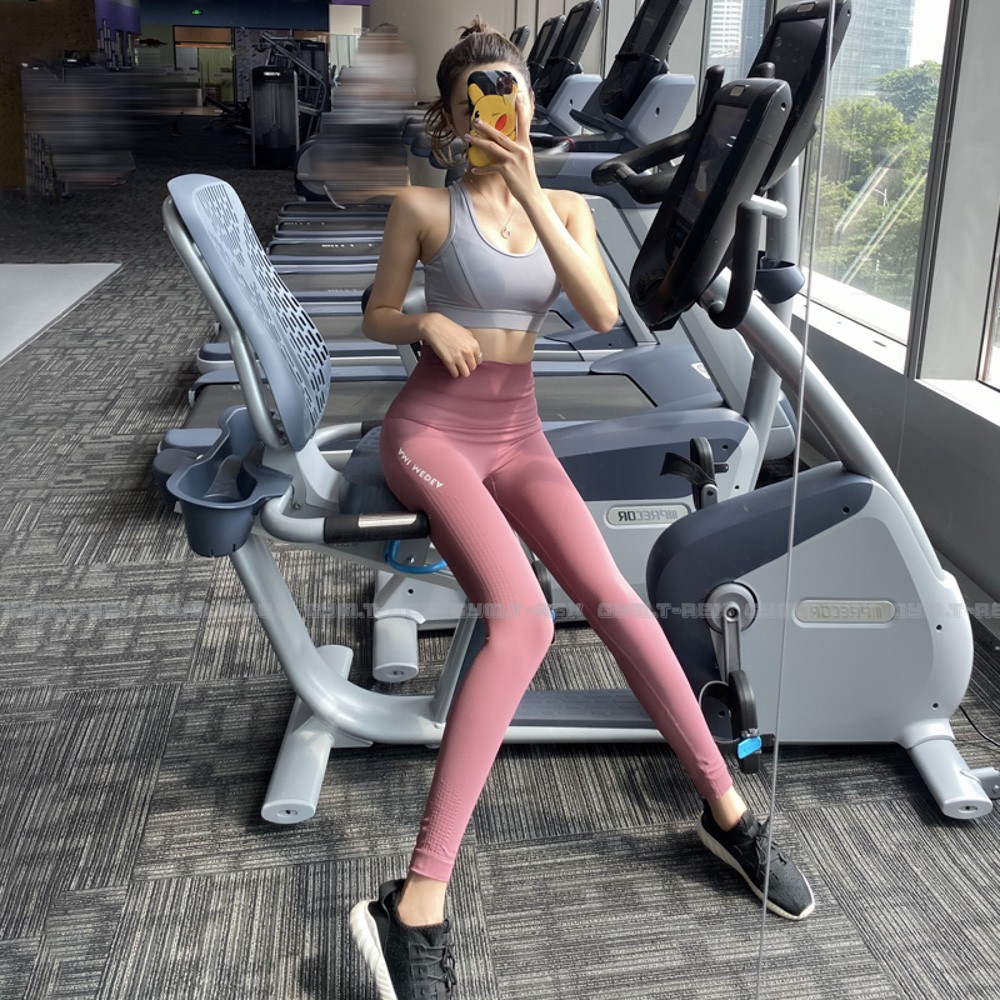 Quần gym nữ cạp cao họa tiết thun dệt AME SP096, Quần legging nữ yoga nâng mông - Gym Trex