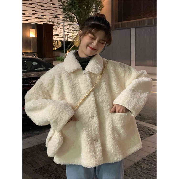 Áo khoác lông tay dài 2 màu trơn thiết kế sang trọng, dáng rộng thoải mái cho nữ