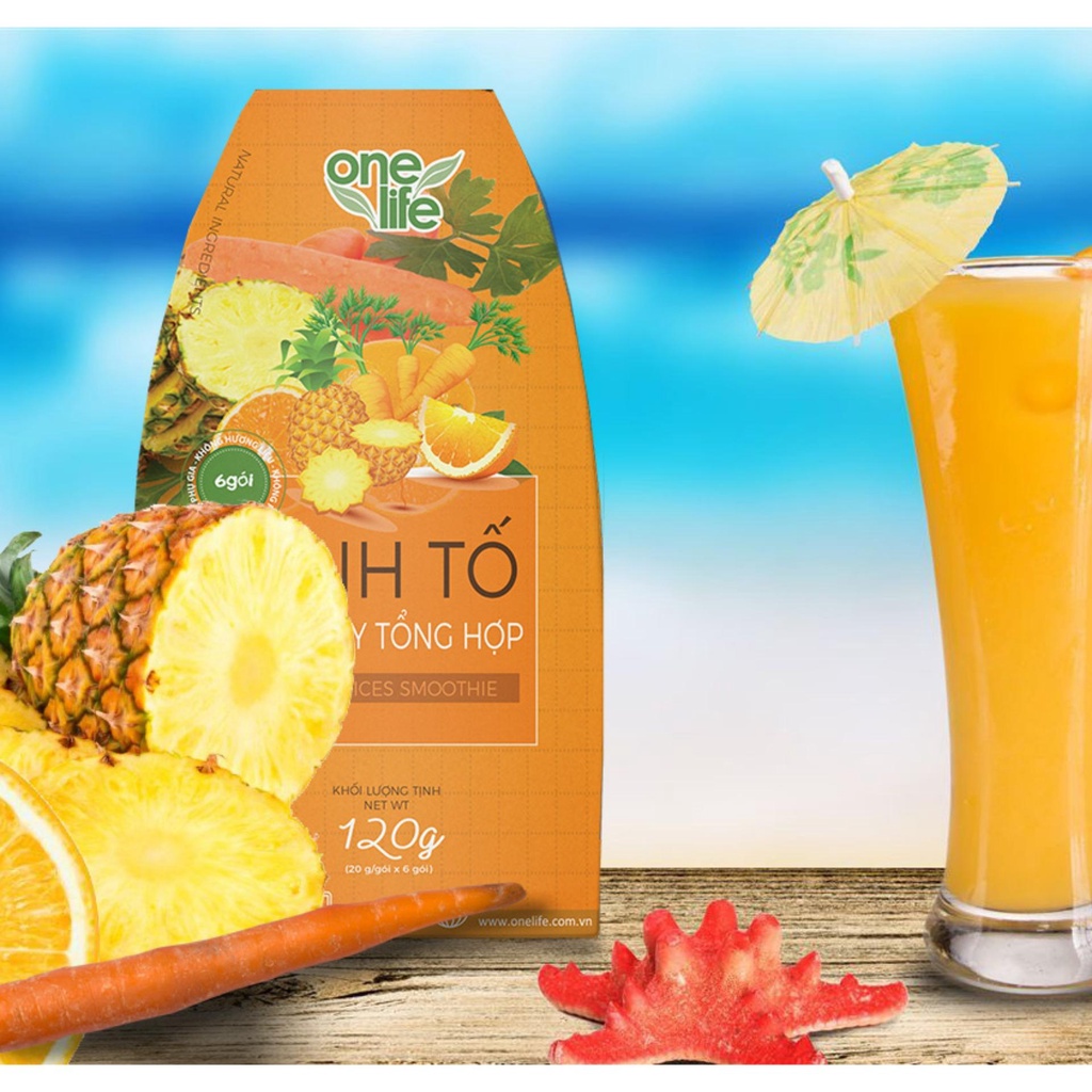 Halal Bột Sinh tố trái cây Cam Dứa Cà Rốt ONELIFE Hộp 120gr thơm ngon, nguyên chất