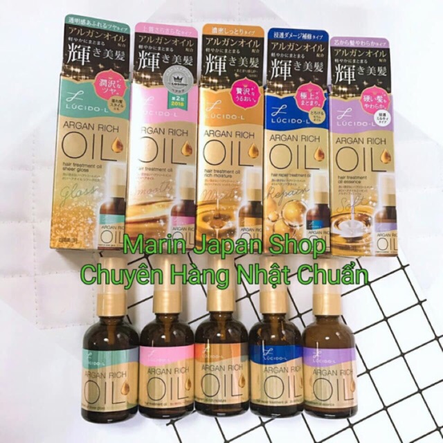 (Đủ 5 mẫu mới nhất) Tinh dầu dưỡng tóc Lucido-L Argan Rich Oil 60ml Nhật Bản