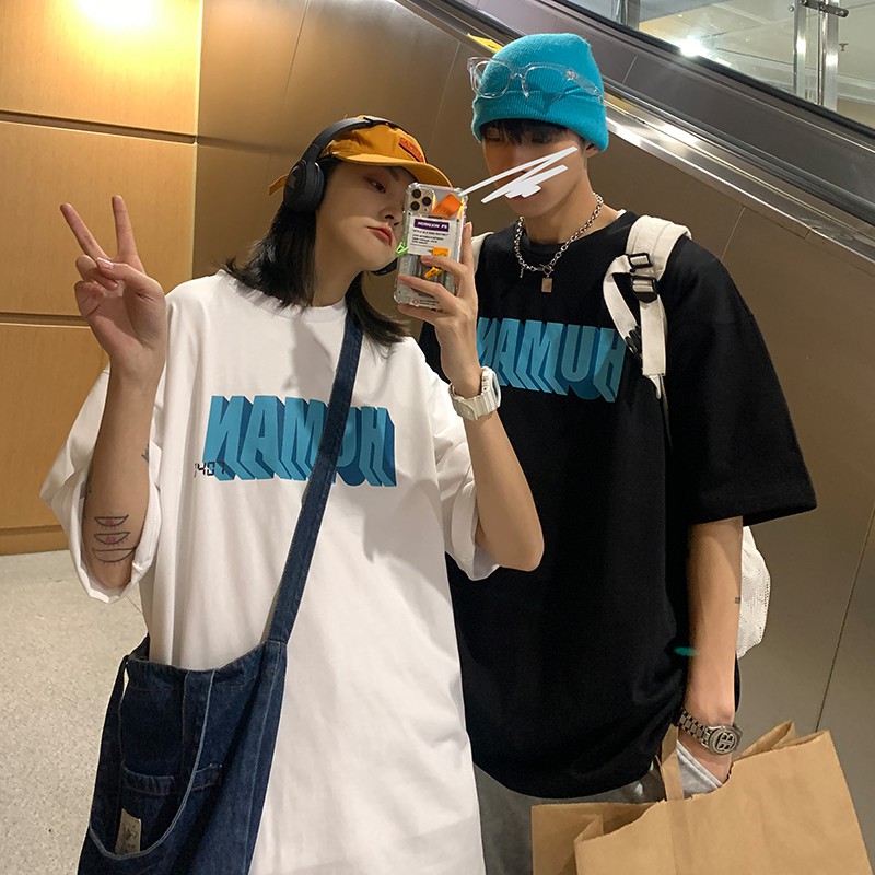 Áo thun phông nam nữ form rộng Familylove - Mẫu áo thun nam tay lỡ HUMAN chất Cotton 100% cao cấp