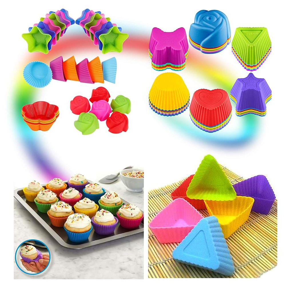 Khuôn cốc silicon cupcake tròn hoặc nhiều hình để lựa chọn