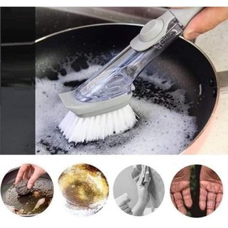 Bàn chải cọ rửa đa năng, chứa dung dịch rửa với tay cầm dài . Bảo vệ da tay không tiếp xúc trực tiếp với nước rửa