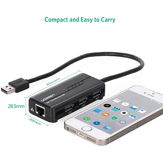 Cáp chuyển đổi USB  to Lan RJ45 3 x USB  Ugreen 20264 20265 - Hàng Chính Hãng