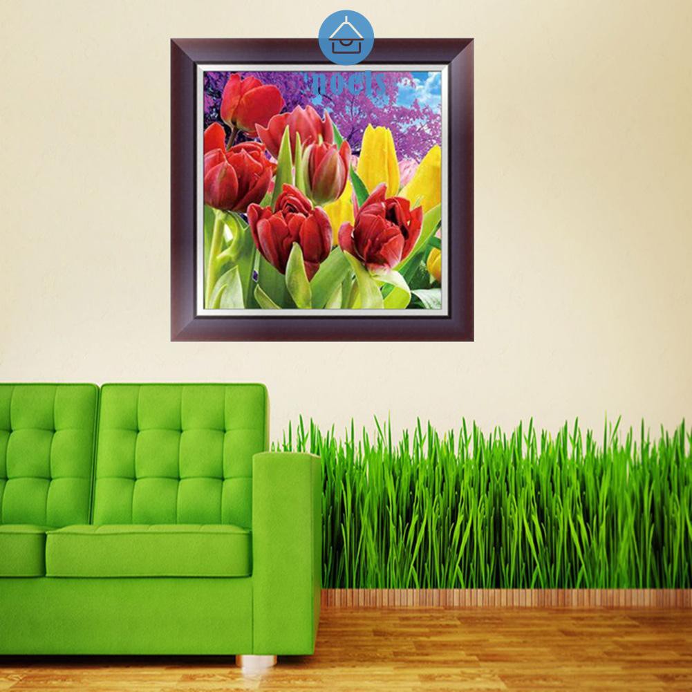 Tranh Thêu Trang Trí Thủ Công 5d Hoa Tulip (Mũi Thêu Hình X)