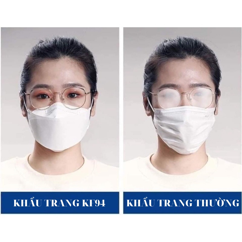 Khẩu trang 4D KF94 Hàn Quốc - Khẩu trang y tế 4 lớp kháng khuẩn màu trắng xanh xám [Combo 10 chiếc]