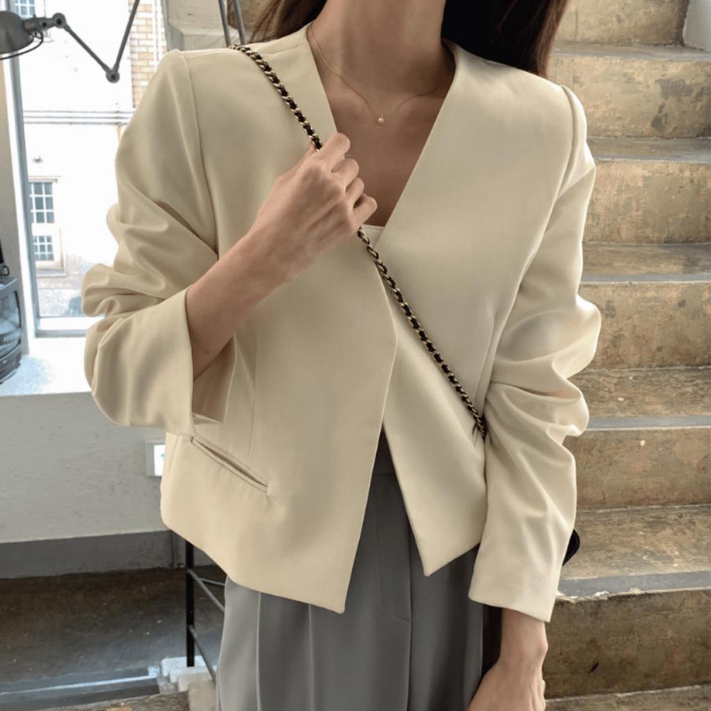 Kh8|Áo khoác blazer nữ hàn quốc croptop dài tay mùa hè thanh lịch đi biển, công sở gd_order