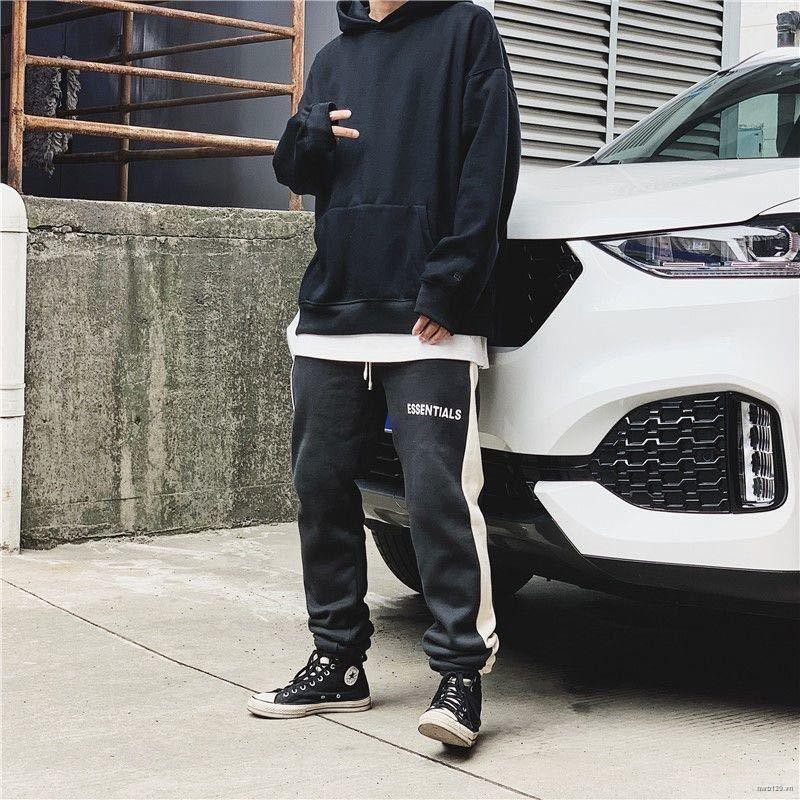 FEAR OF GOD FOG ESSENTIALS double line reflective hoodie sweater men s trendy hooded loose high street style