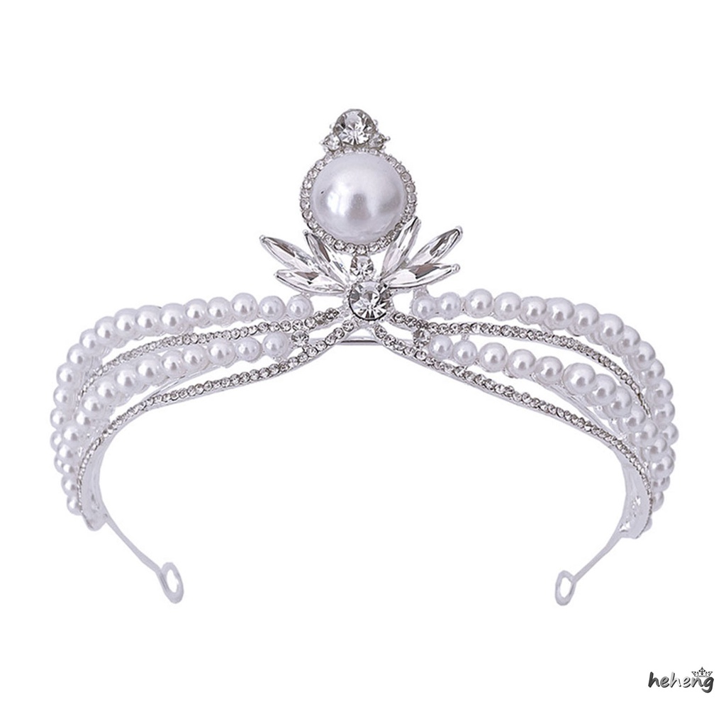 1 Vương Miện Đính Đá Và Ngọc Trai Và Đá Rhinestone Sang Trọng Cao Cấp Dành Cho Cô Dâu/Tiệc Cưới/Sinh Nhật