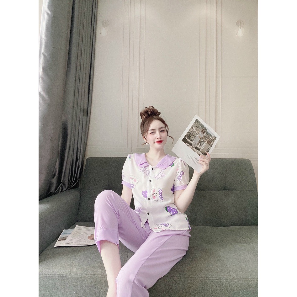 [XẢ] Đồ đồ ngủ nữ, pijama ở nhà nữ tay ngắn vải kate lụa họa tiết gấu dễ thương giá xưởng ảnh thật | BigBuy360 - bigbuy360.vn