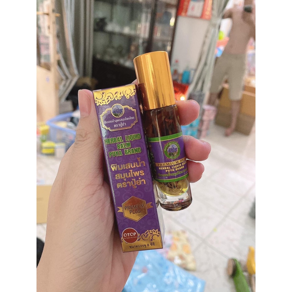 Dầu Nóng Thảo Dược OTOP Thailand - Dầu lăn 19 Vị Thảo Dược Herbal Liquid Balm Puya Brand Thái Lan 8mL