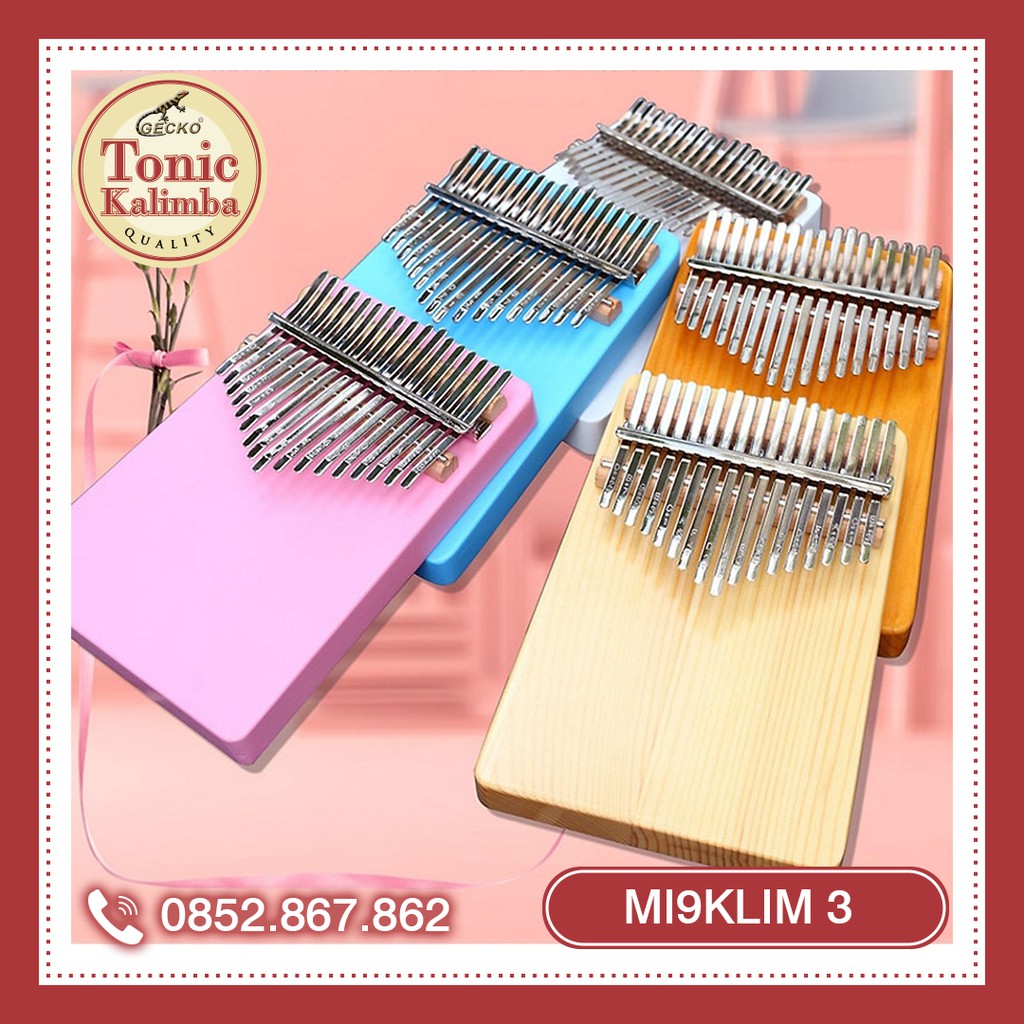 Đàn Kalimba 17 phím gỗ nguyên khối Mahagony MI9KLIM 3 màu sắc tươi sáng