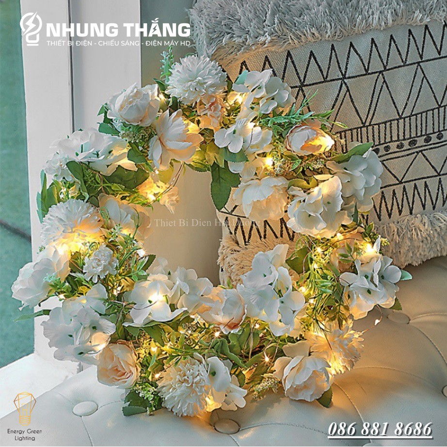 [ Nhiều Mẫu ] Vòng Hoa Treo Trang Trí Giáng Sinh Có Đèn -  Đường Kính 30cm,40cm - Chuyên Trang Trí Các Sự Kiện -Tặng PIN