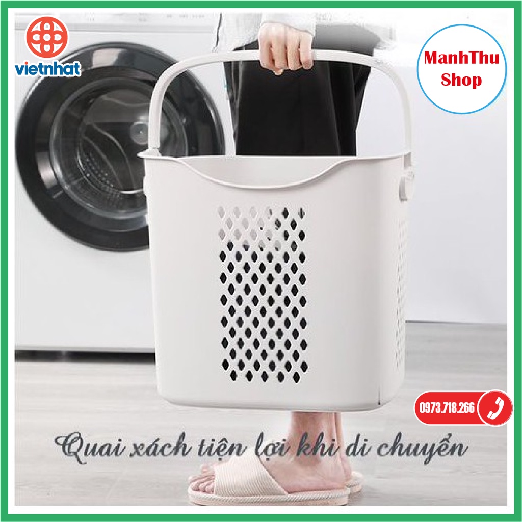 Giỏ caro cao, giỏ đựng đồ đa năng có quai xách nhựa Việt Nhật, Giỏ đựng quần áo thiết kế hiện đại (MS:3373)