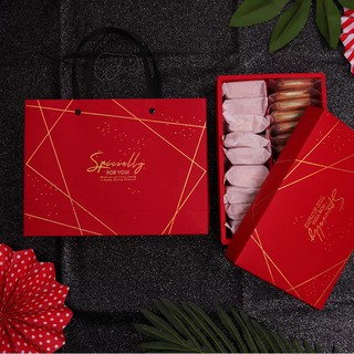 (Set 10) Hộp giấy đựng bánh kẹo Tết (Đỏ ánh kim)