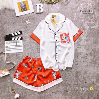Đồ Bộ Pijama Đùi Lụa Satin Cao Cấp