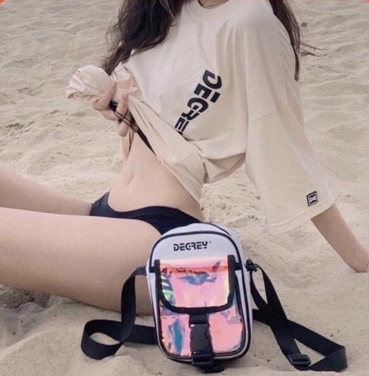 Túi đeo chéo uinsex dạ quang bảy màu GREY