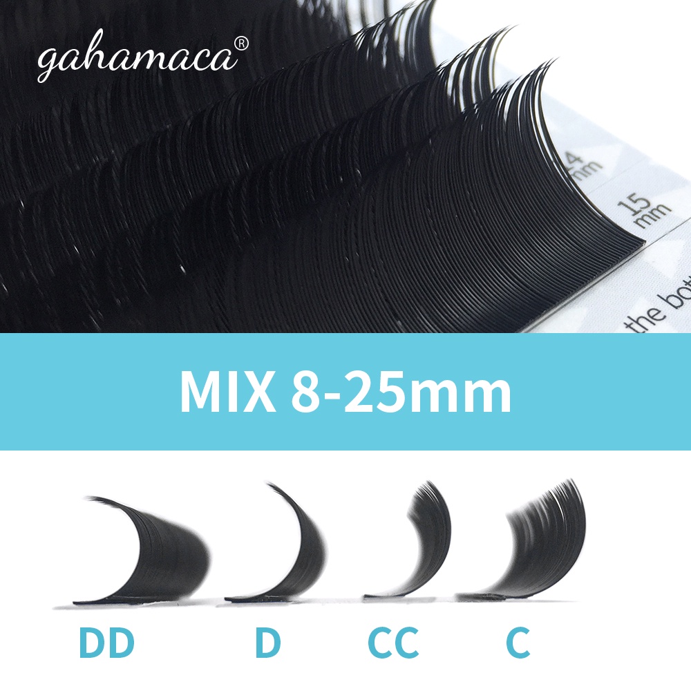 GAHAMCA 25mm Mi Eyealshes Cho Phần Mở Rộng 15-20mm 20-25mm Lông Mi Flase Dài Cá Nhân Nối Mi 25mm Mi