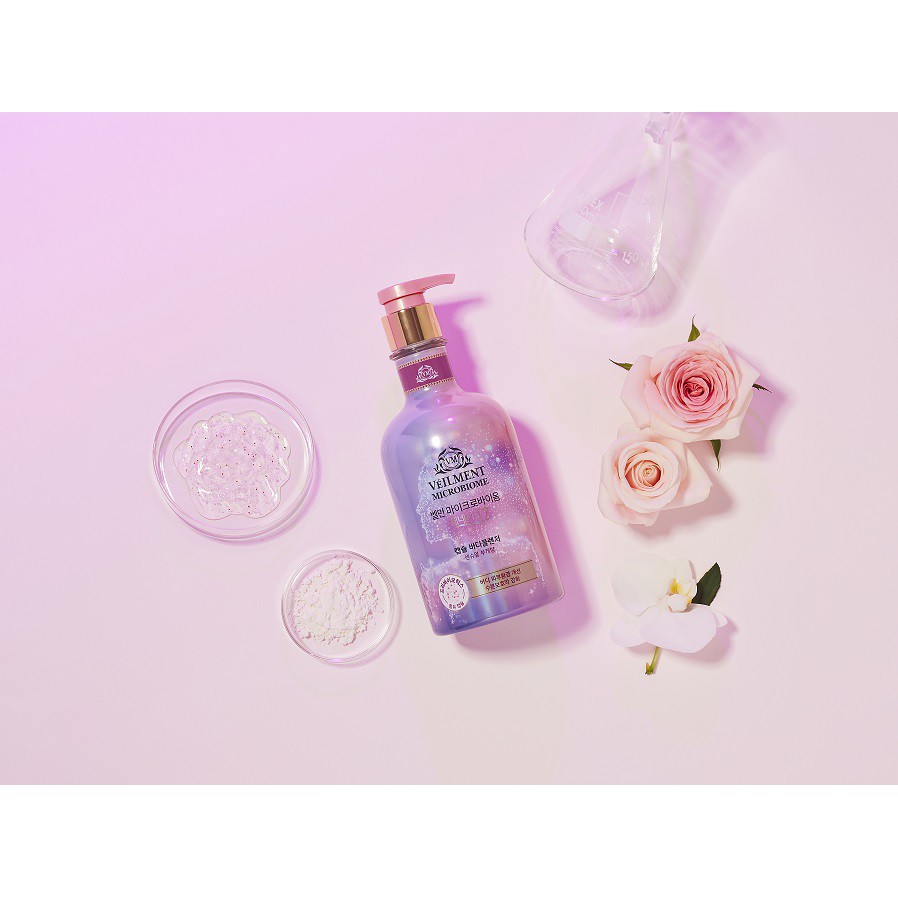 Sữa tắm On The Body Veilment Microbiome hạt dưỡng ẩm và làm sáng da - hương Sensual Bouquet 600gr