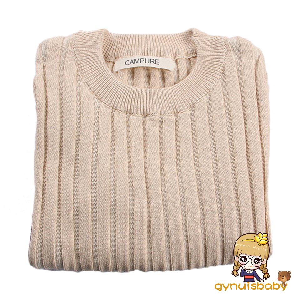 Áo Sweater Dệt Kim Cổ Tròn Giữ Ấm Cho Bé