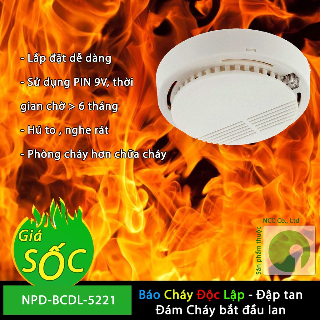Thiết bị báo khói báo cháy độc lập giá rẻ - NPD-BCDL-5221 (Trắng)
