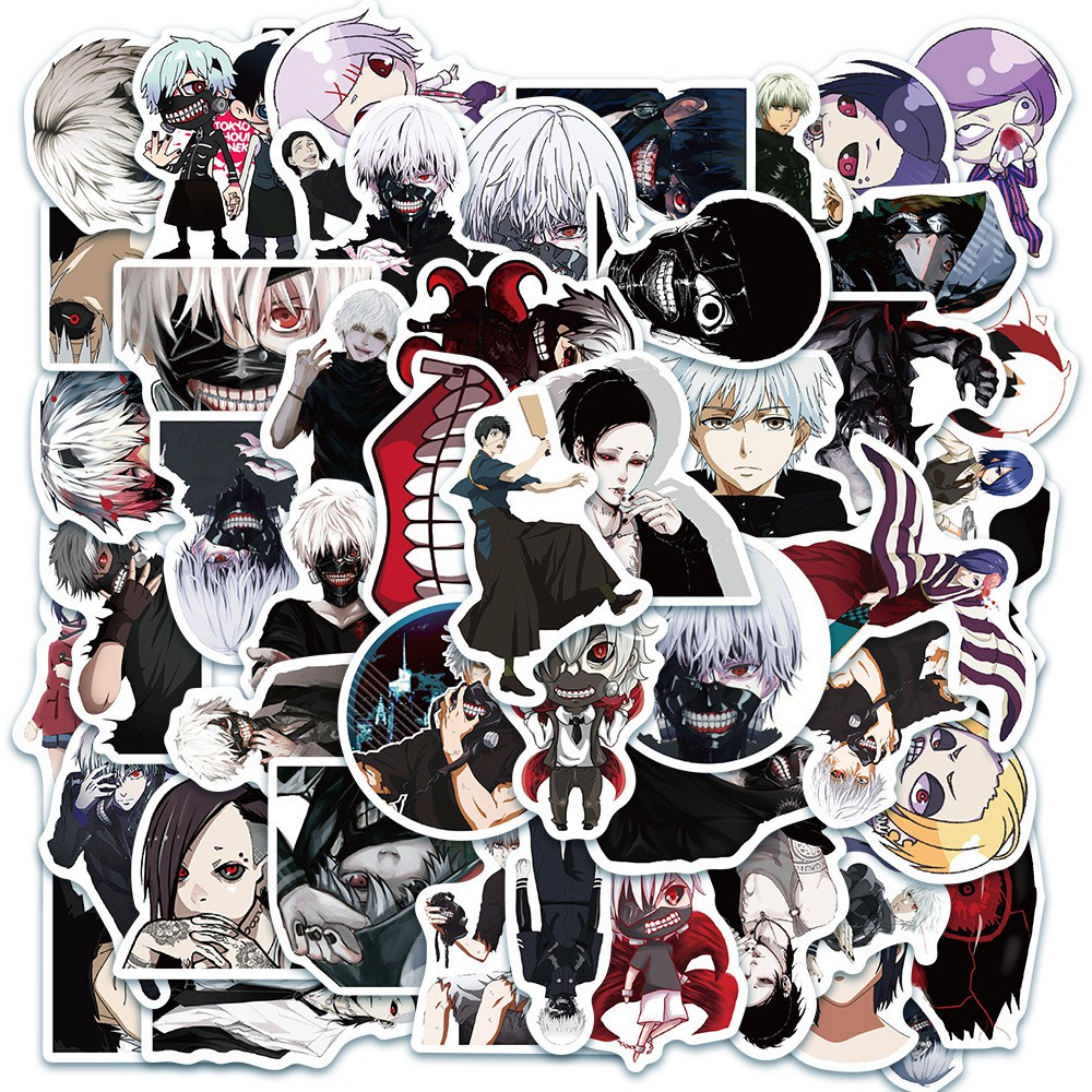 Set 10/25/50 miếng dán pvc chống thấm nước trang trí điện thoại/hành lý/laptop/ván trượt hình anime Tokyo Ghoul