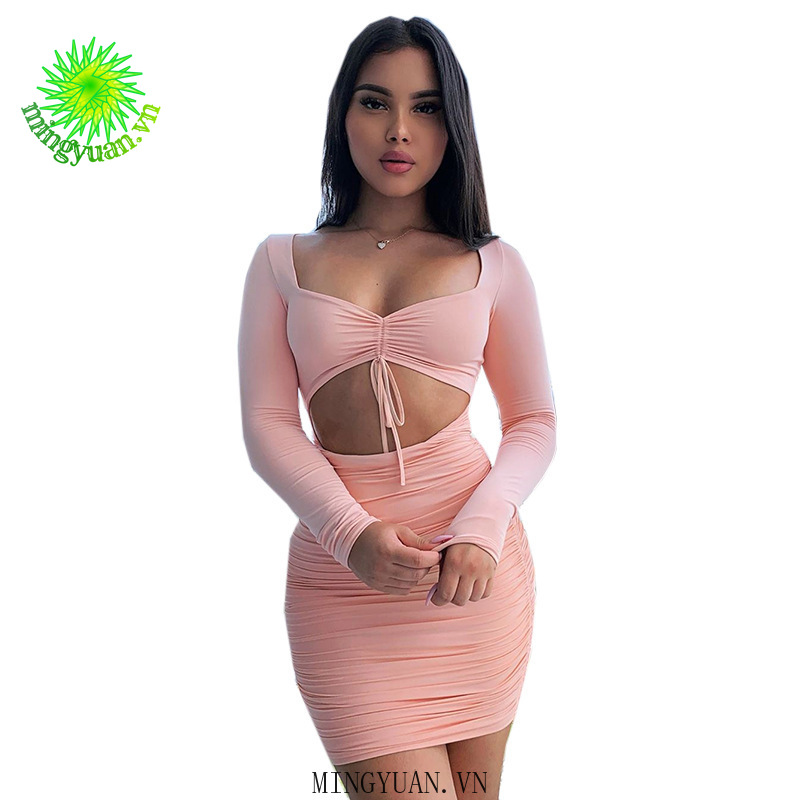 ( Mingyuan )New style long sleeve sexy suspender dress