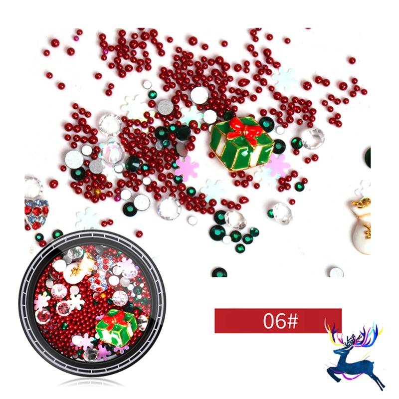 1 Hộp Phụ Kiện Trang Trí Móng Tay 3D Chủ Đề Giáng Sinh