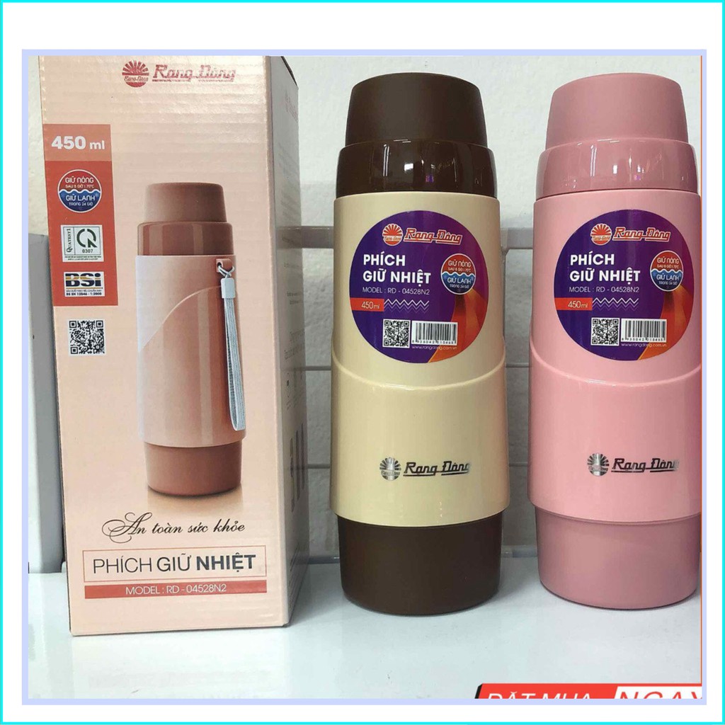 Phích nước mini rạng đông công nghệ ủ ấm giữ nhiệt nóng lên đến 12h và giữ lạnh lên đến 24h dung tích 450ml
