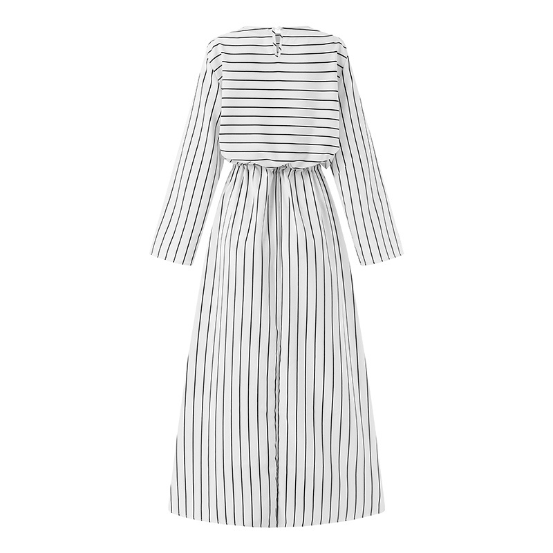 Zanzea Đầm Dài Họa Tiết Kẻ Sọc Có Túi Và Dây Rút Phong Cách Hồi Giáo Thời Trang Cho Nữ