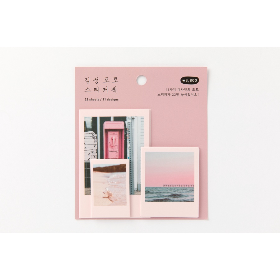 Set 22 Hình Dán ARTBOX Hàn QUốc Phong Cách Polaroid Màu Hồng